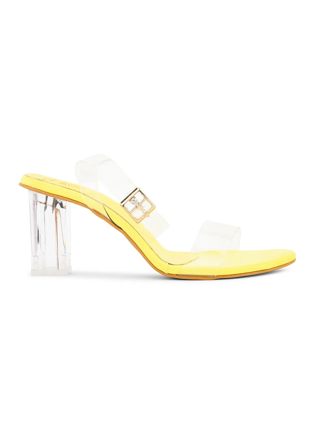Chunky Heeled Sandals with Transparent Strap