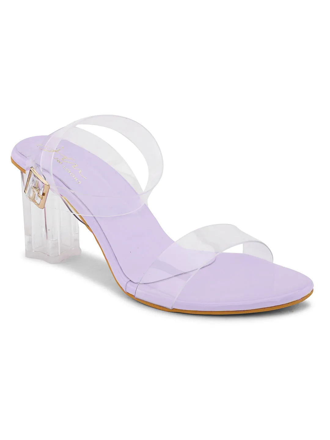 Chunky Heeled Sandals with Transparent Strap