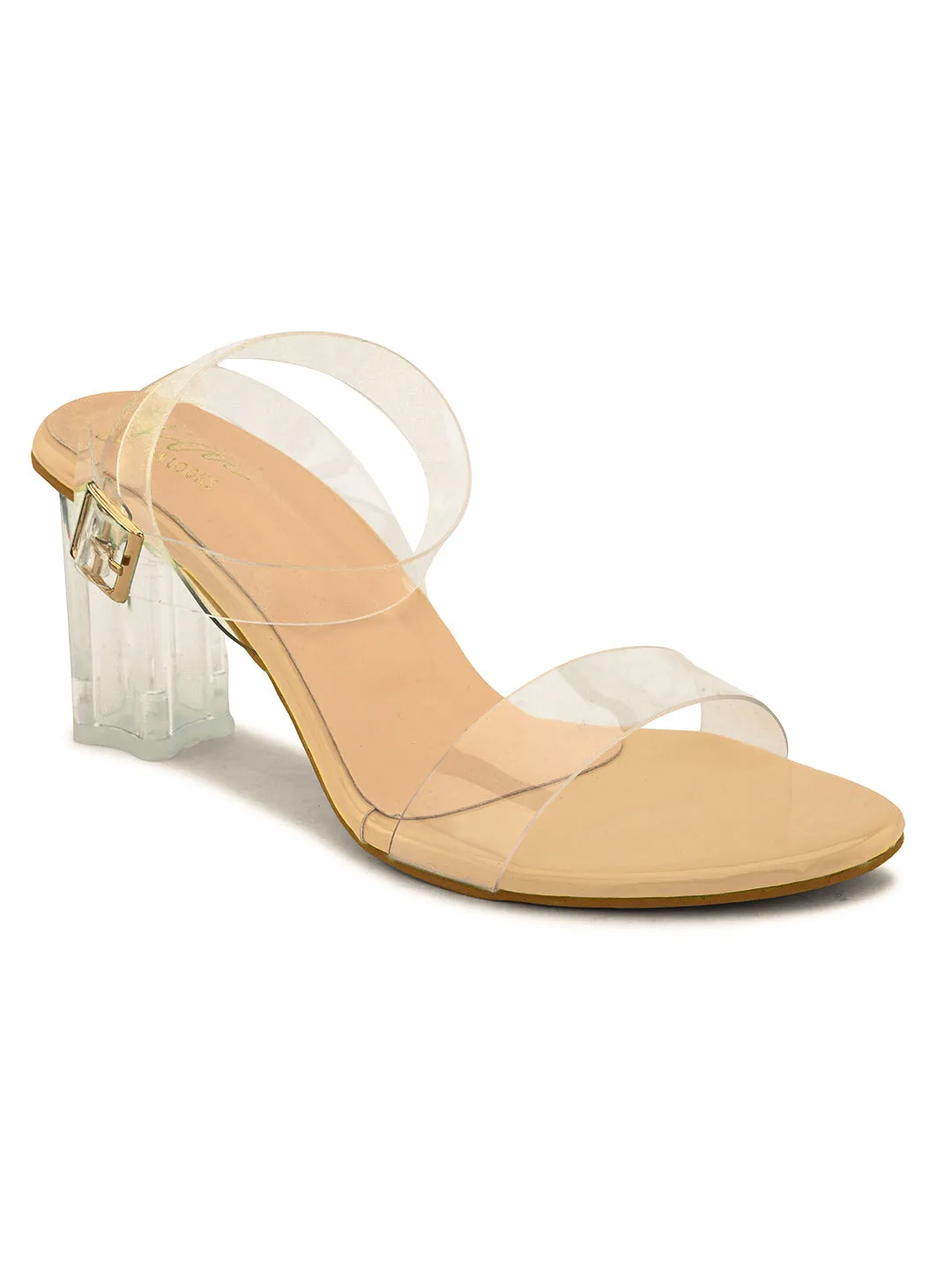 Chunky Heeled Sandals with Transparent Strap