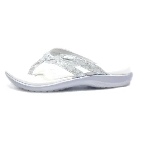 Crocs Flat Sandals Leather Silver Colour For Women