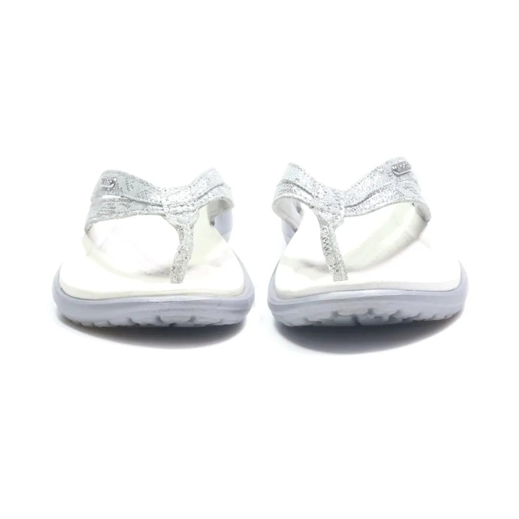 Crocs Flat Sandals Leather Silver Colour For Women