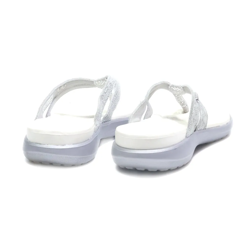 Crocs Flat Sandals Leather Silver Colour For Women