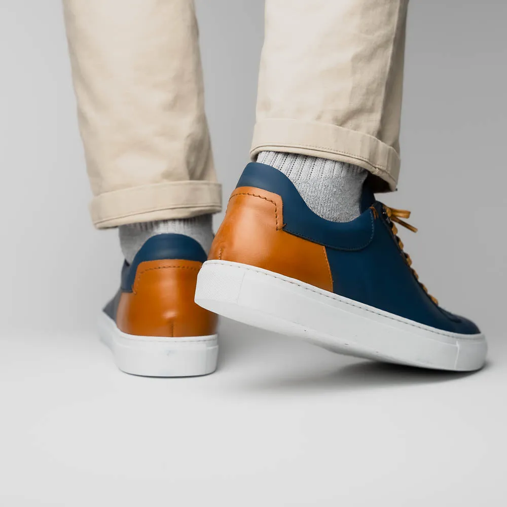 Diaz Matte Finish Rubberized Calfskin Sneaker in Navy by Zelli Italia
