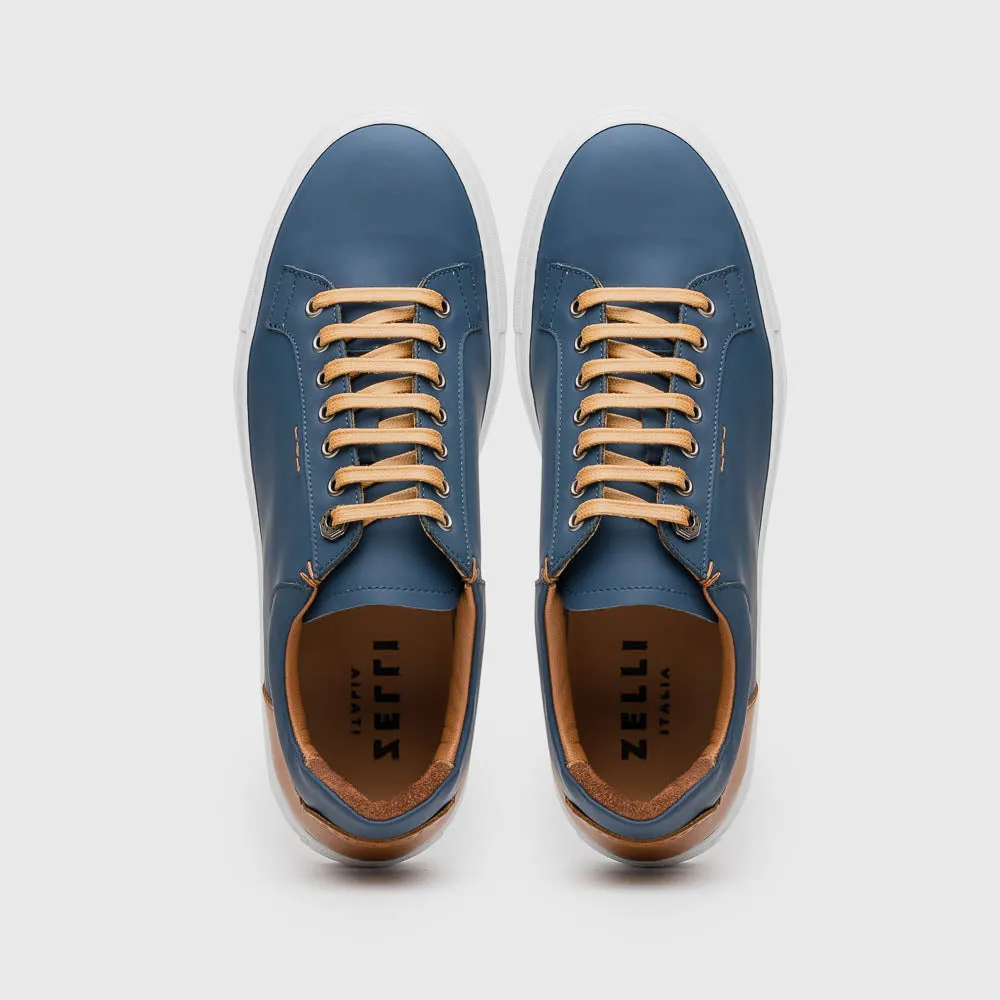 Diaz Matte Finish Rubberized Calfskin Sneaker in Navy by Zelli Italia