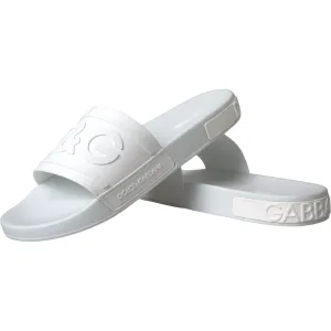 Dolce & Gabbana White Rubber Slides Sandals Beachwear Shoes