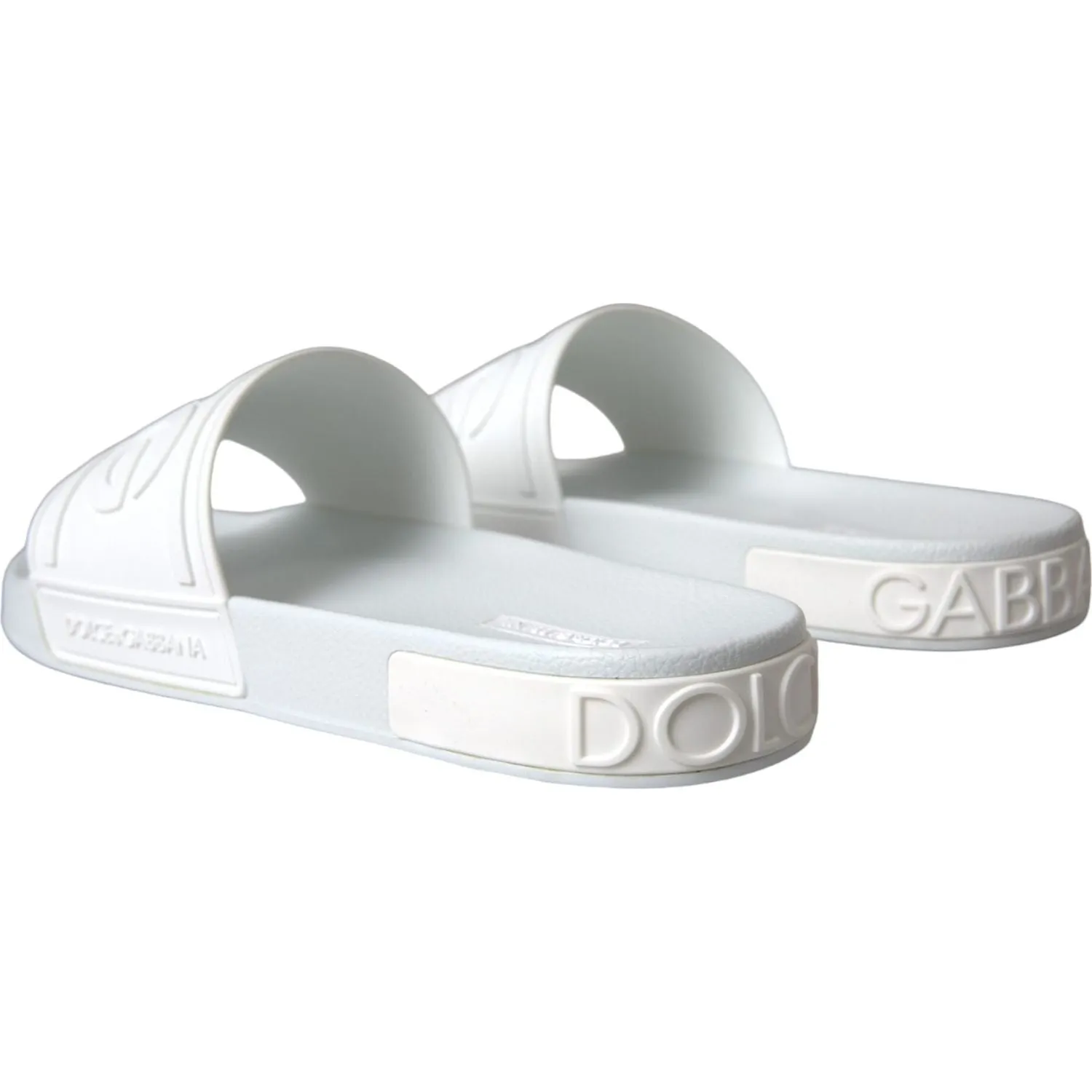 Dolce & Gabbana White Rubber Slides Sandals Beachwear Shoes