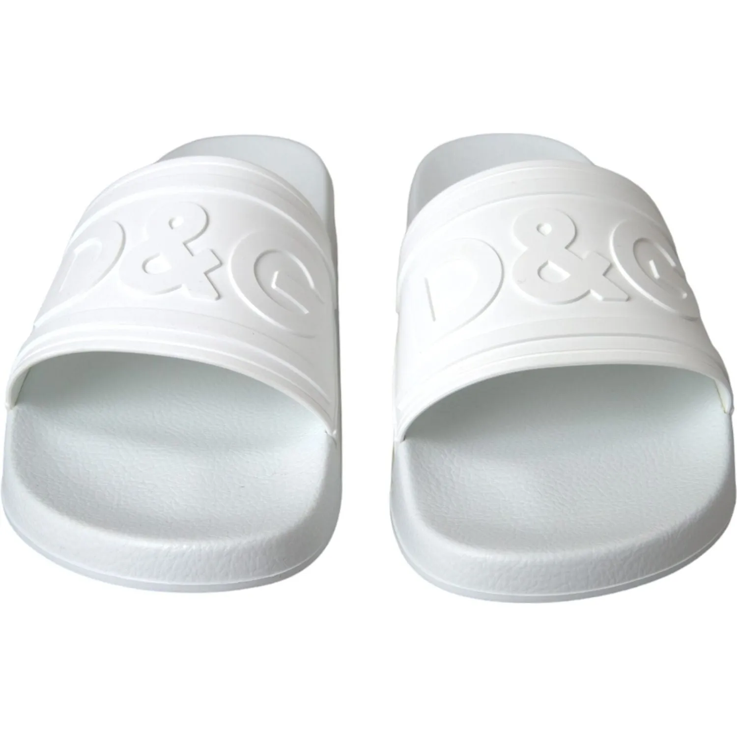 Dolce & Gabbana White Rubber Slides Sandals Beachwear Shoes