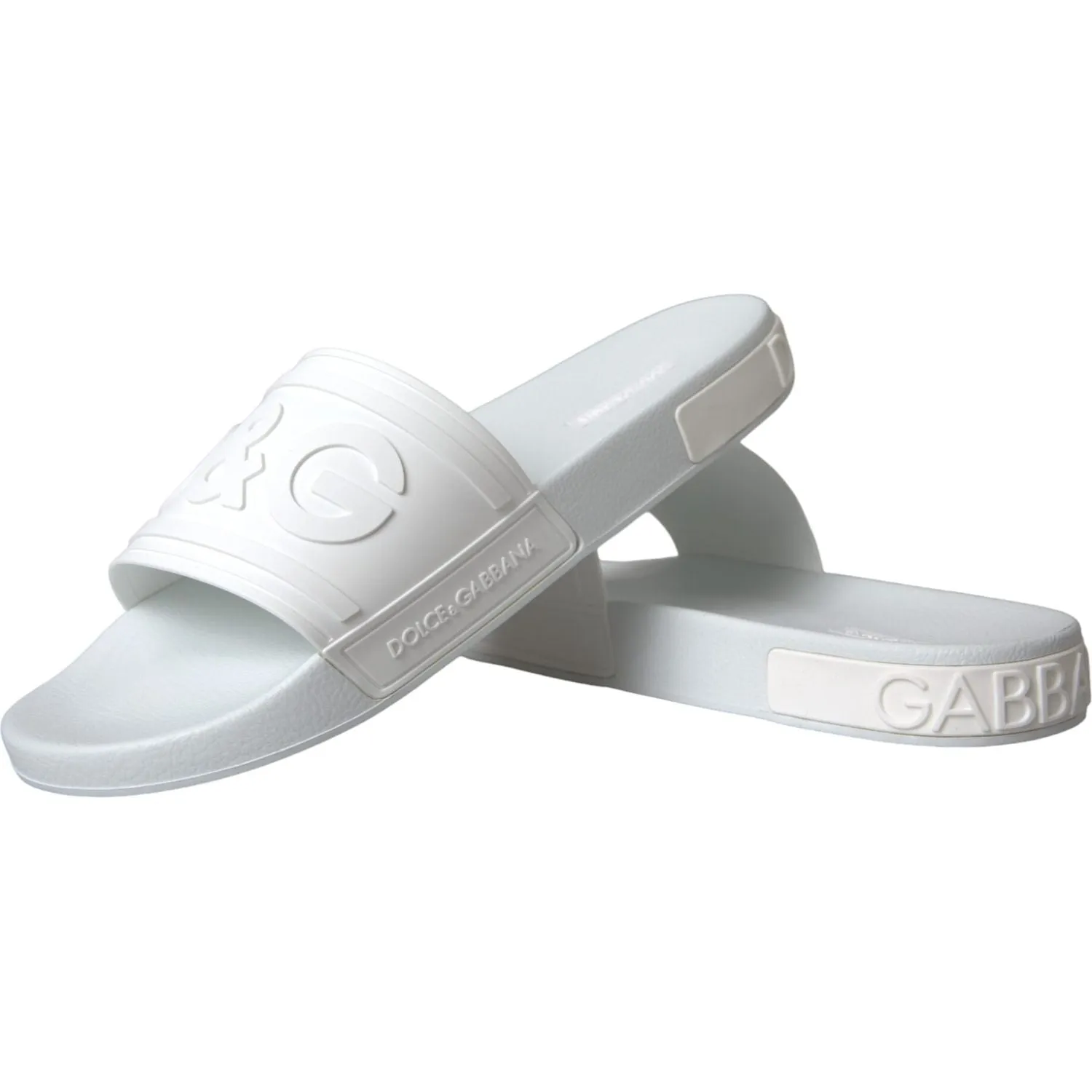 Dolce & Gabbana White Rubber Slides Sandals Beachwear Shoes