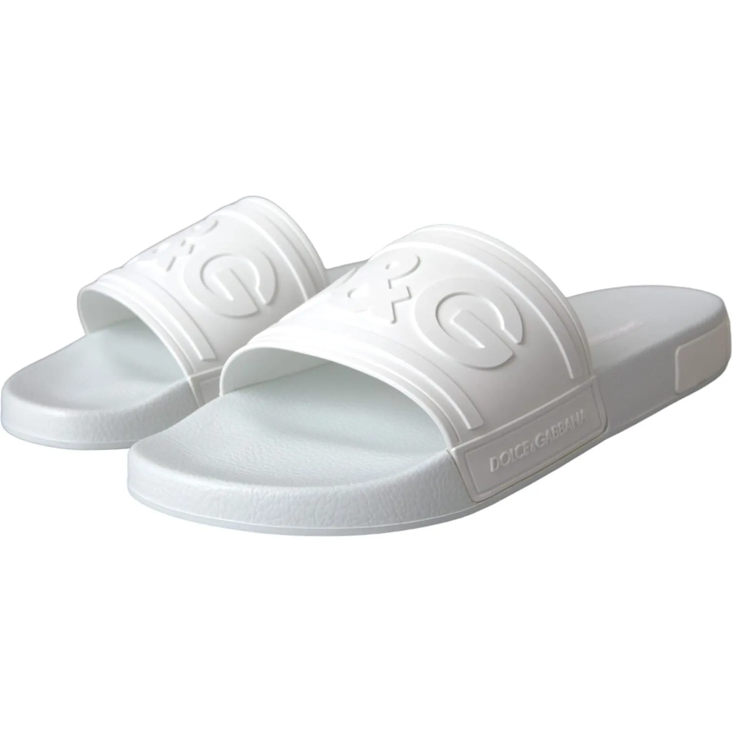 Dolce & Gabbana White Rubber Slides Sandals Beachwear Shoes