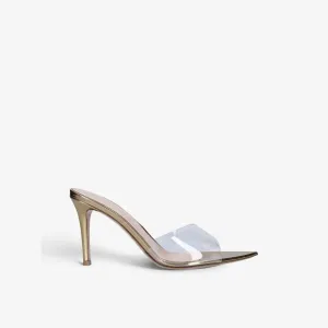 Elle heeled mules in leather and PVC Gianvito Rossi, yellow
