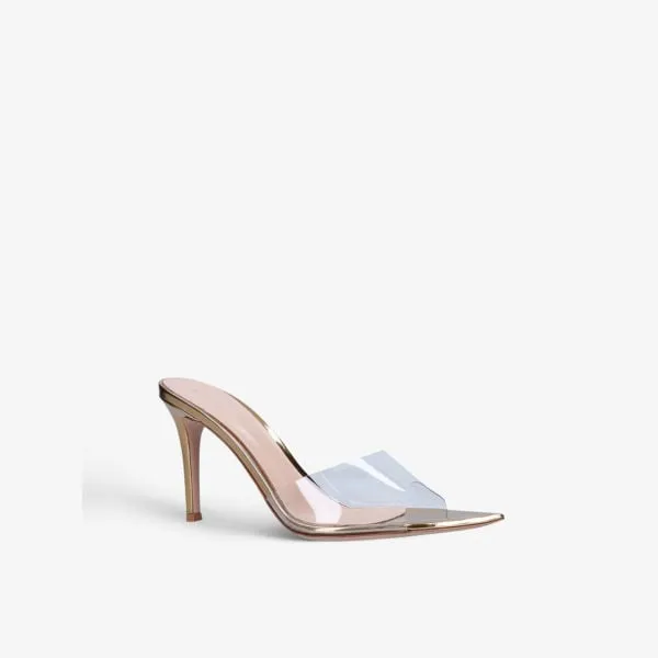 Elle heeled mules in leather and PVC Gianvito Rossi, yellow