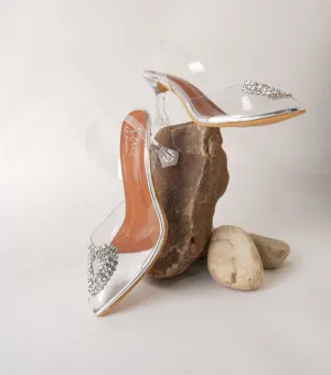 Embellished Kitten Heeled Sandals with Ankle Strap
