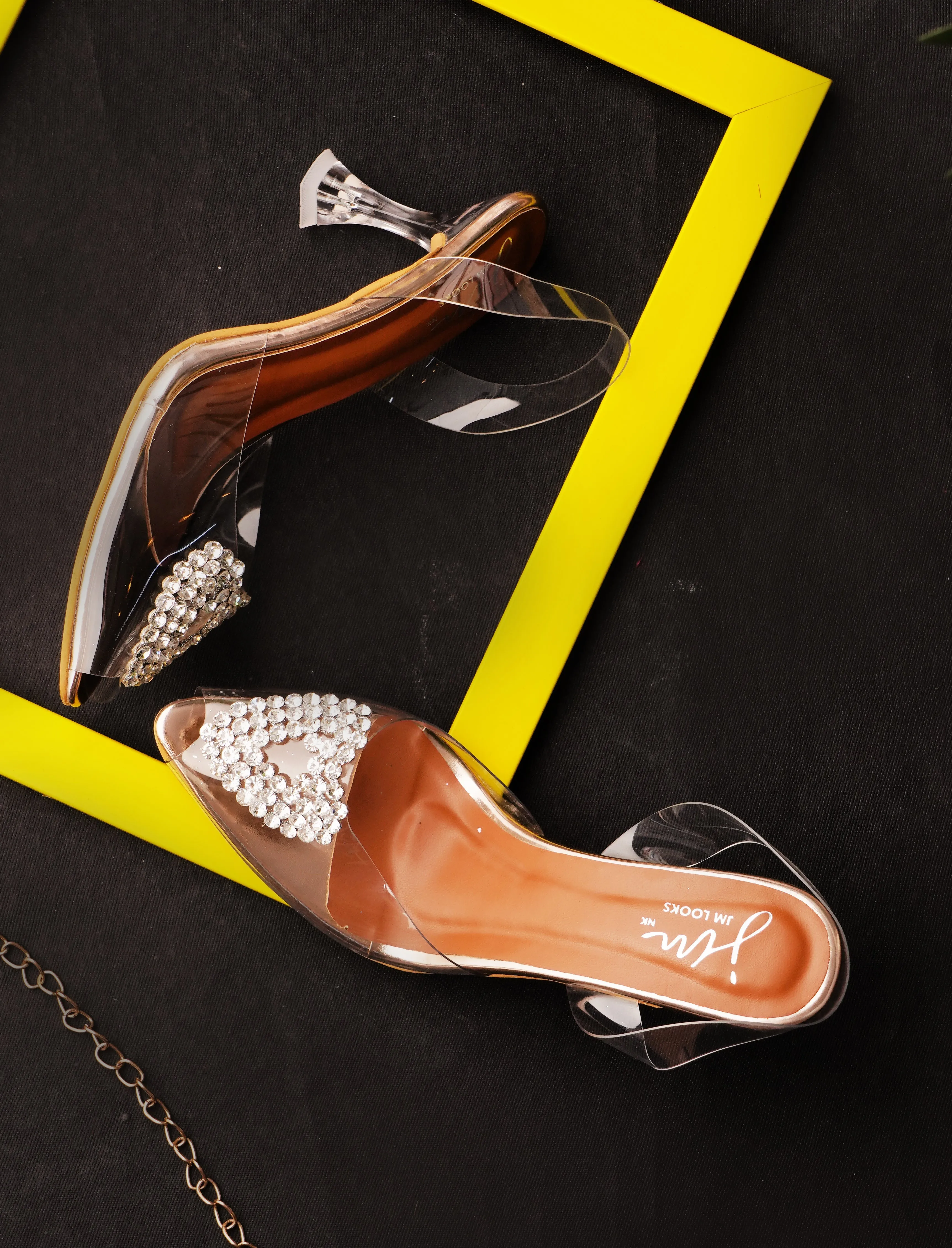 Embellished Kitten Heeled Sandals with Ankle Strap