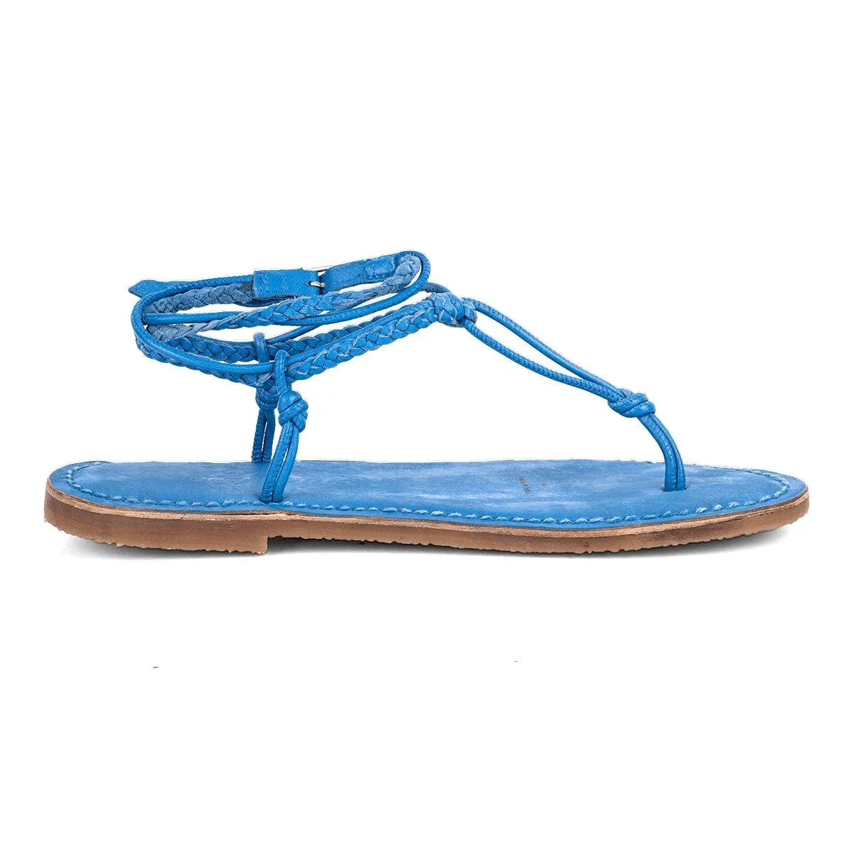 Free People Strap Flat Sandals Leather Blue Colour For Women