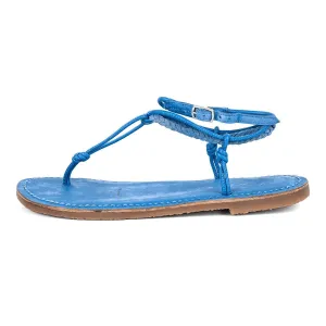 Free People Strap Flat Sandals Leather Blue Colour For Women