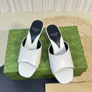 GG  Women's Heeled Sandals White
