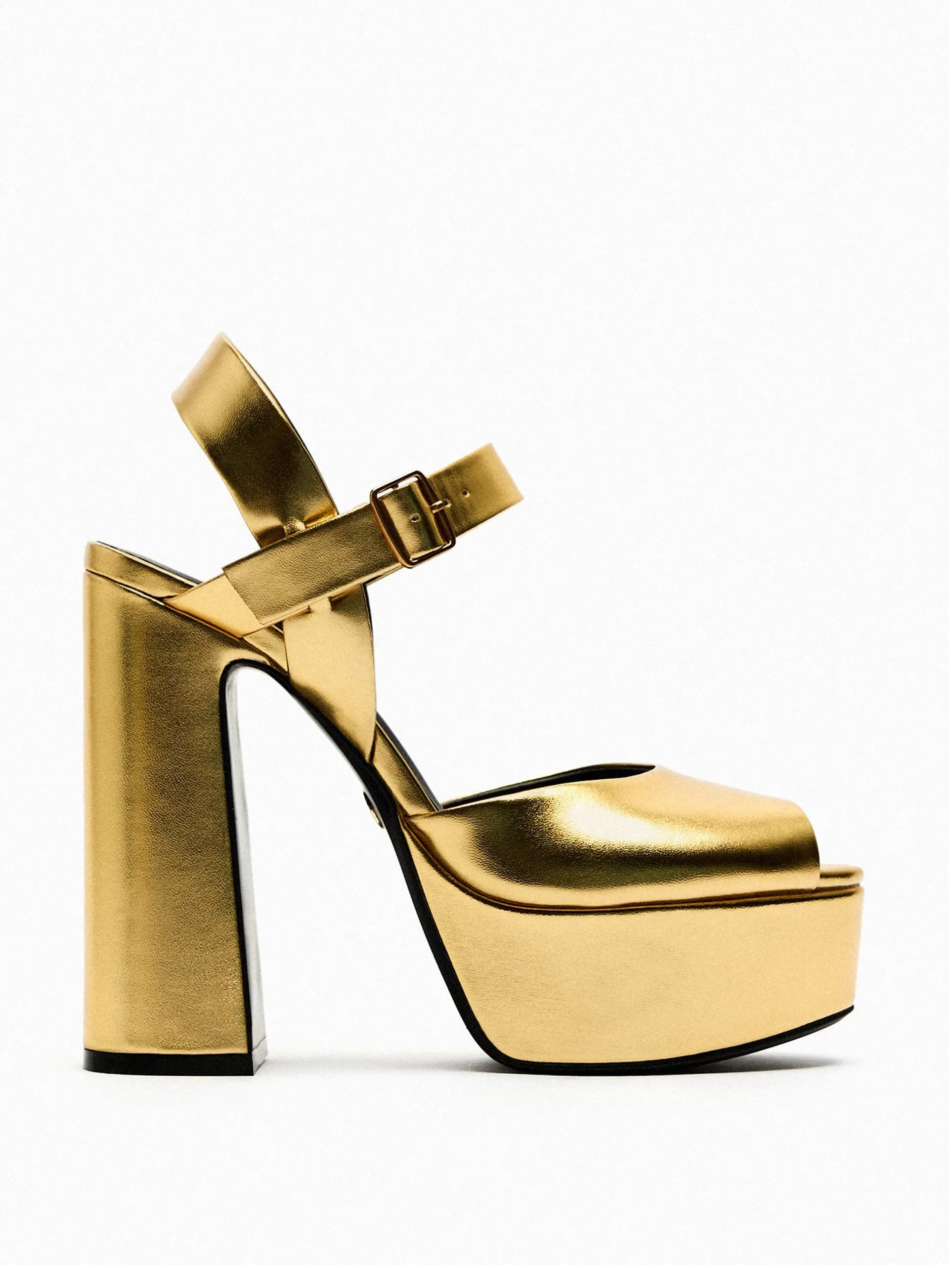 Gold heeled platform sandals