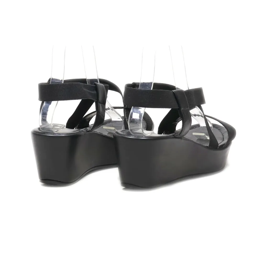 Graceland Wedge Sandals Fabric Black Colour For Women