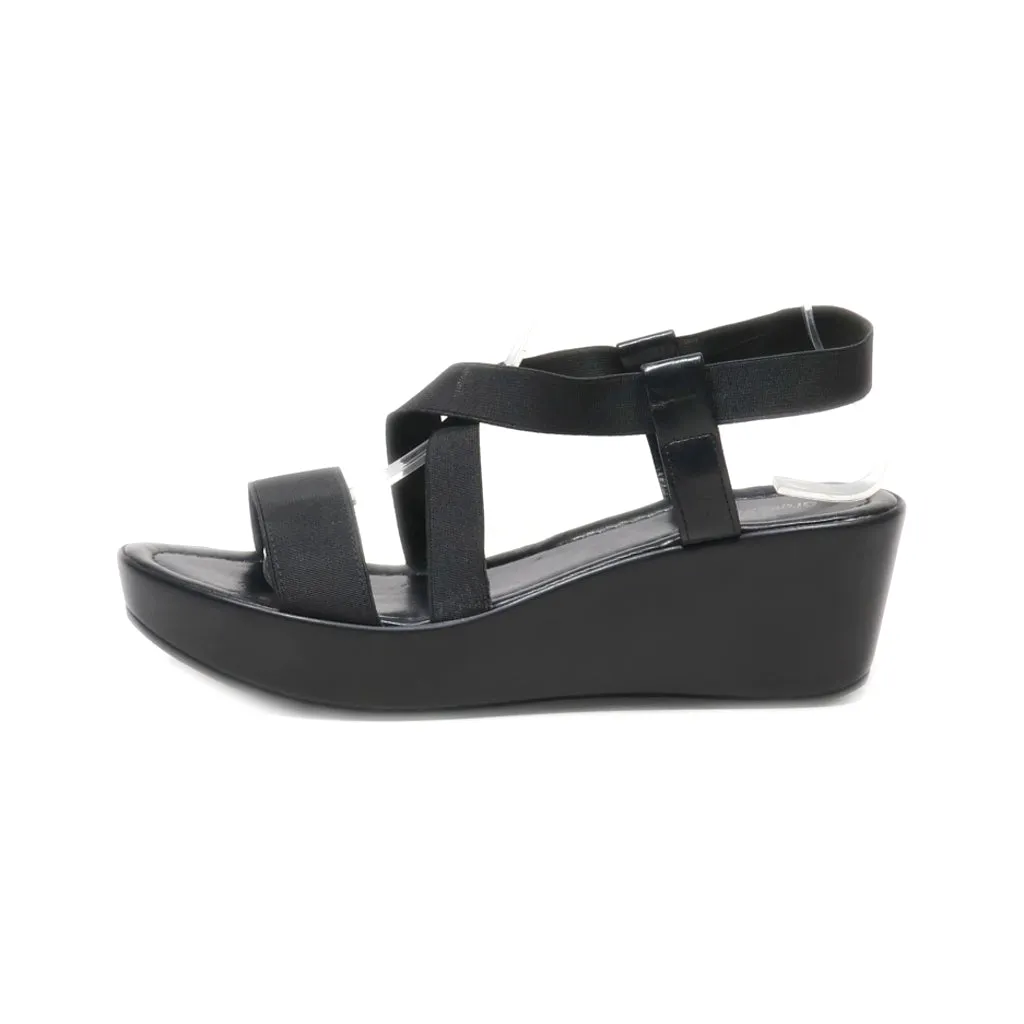 Graceland Wedge Sandals Fabric Black Colour For Women