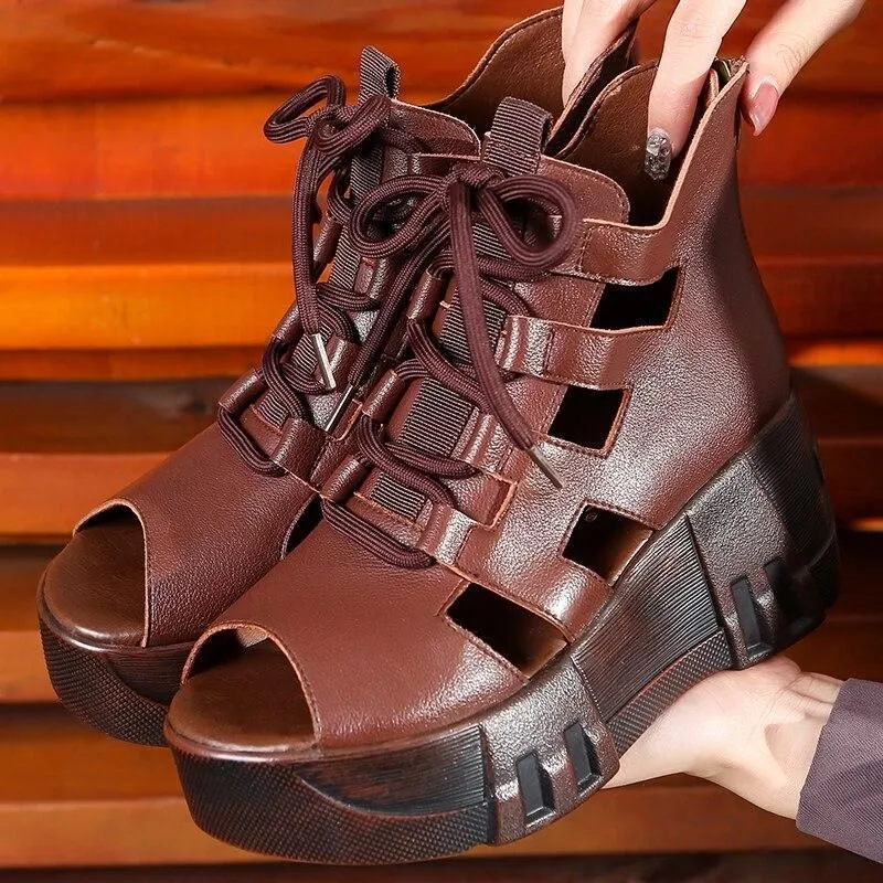 GT228 Women's Casual Shoes: Flat Sandals and Brown Boots