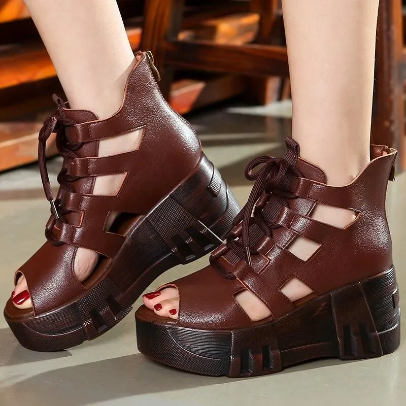 GT228 Women's Casual Shoes: Flat Sandals and Brown Boots