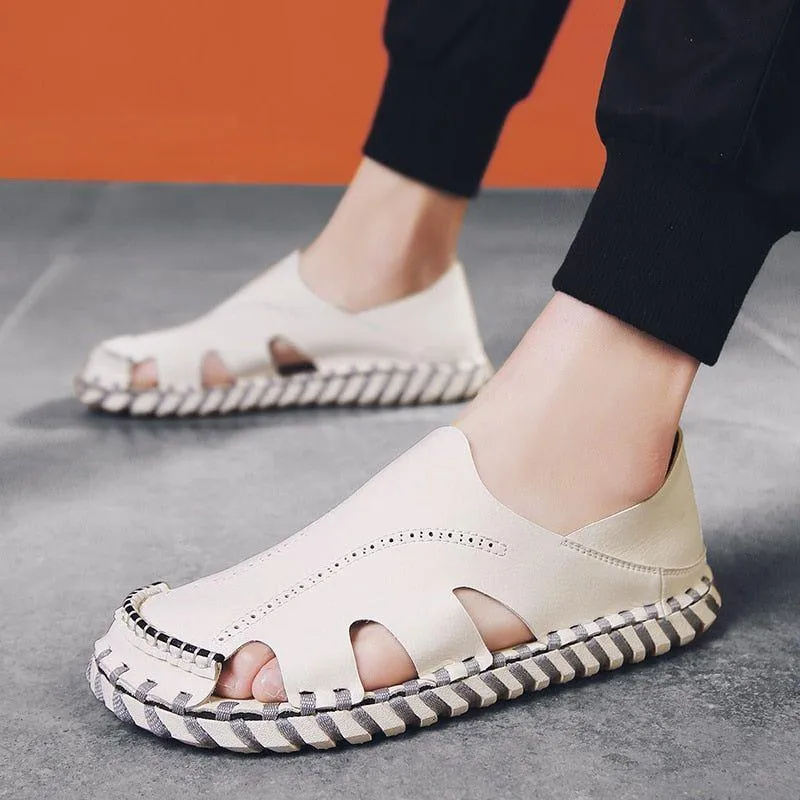 GY344 Men's Casual Shoes: Handmade Leather Sandal