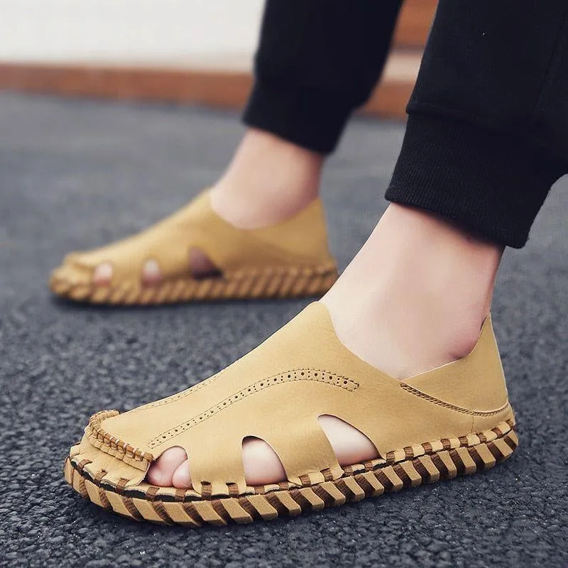GY344 Men's Casual Shoes: Handmade Leather Sandal