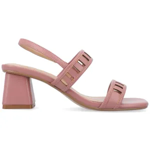 ISMAY STRAPPY BLOCK HEELS IN FAUX SUEDE