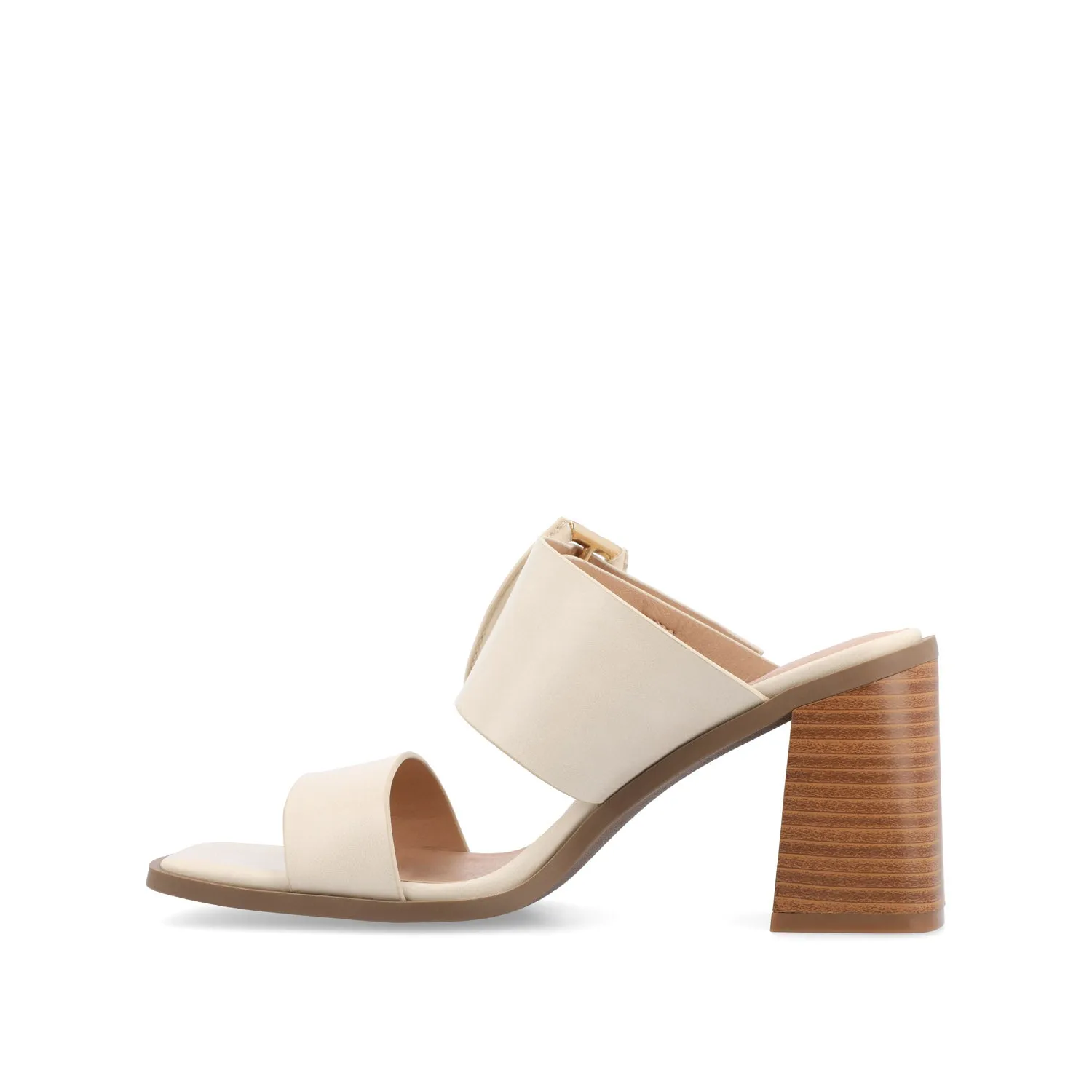 JUNIE BLOCK HEEL MULES IN FAUX LEATHER