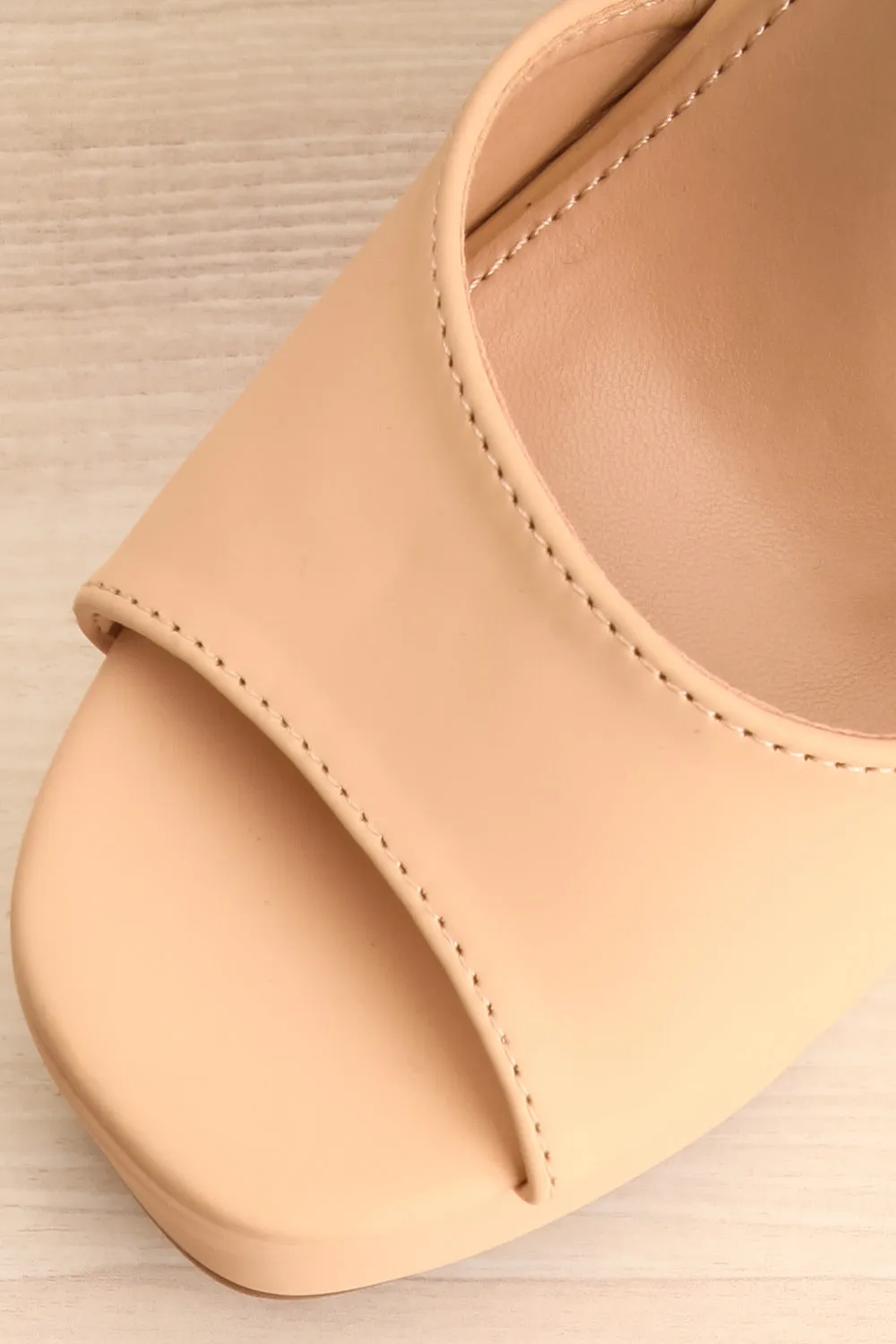 Kristy Beige | Chunky Heeled Platform Sandals