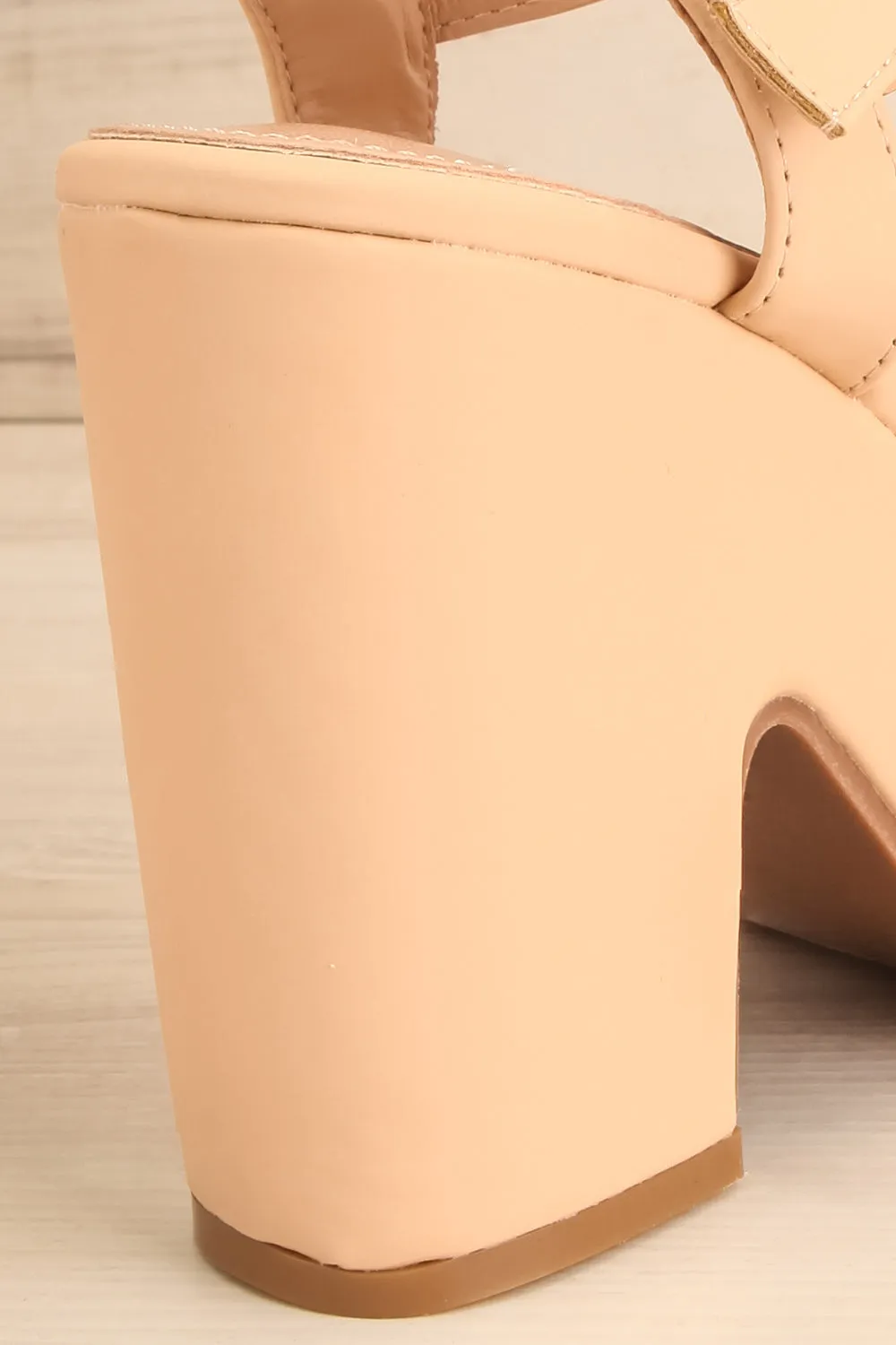 Kristy Beige | Chunky Heeled Platform Sandals