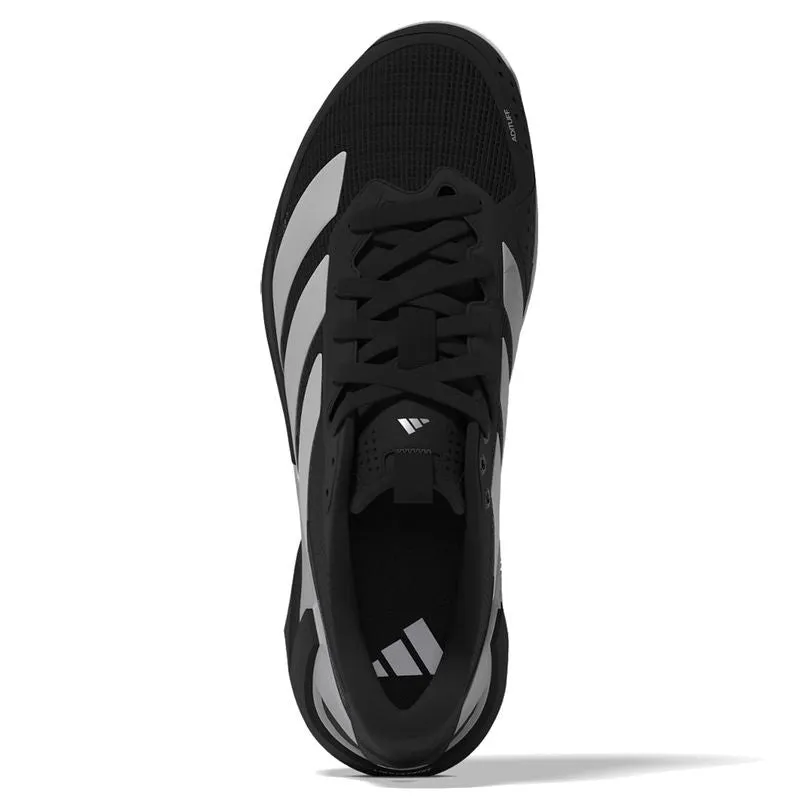 Men`s Adizero Ubersonic 5 Tennis Shoes Core Black and Silver Metallic