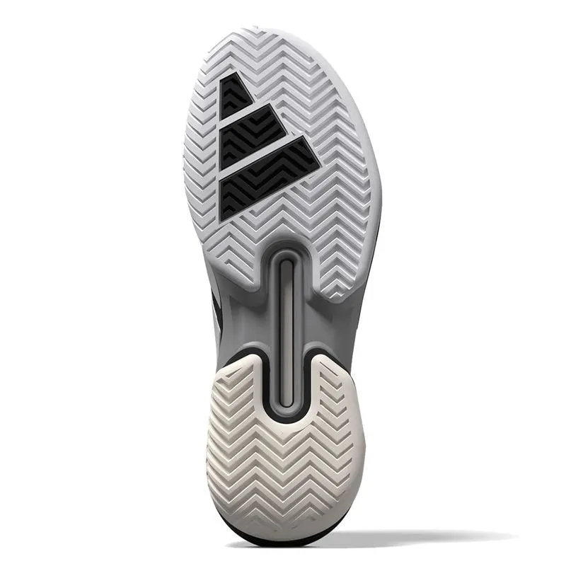 Men`s Adizero Ubersonic 5 Tennis Shoes Core Black and Silver Metallic