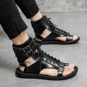 Men's Casual Shoes - High Top Roman Style Outdoor Sandals - TSS202
