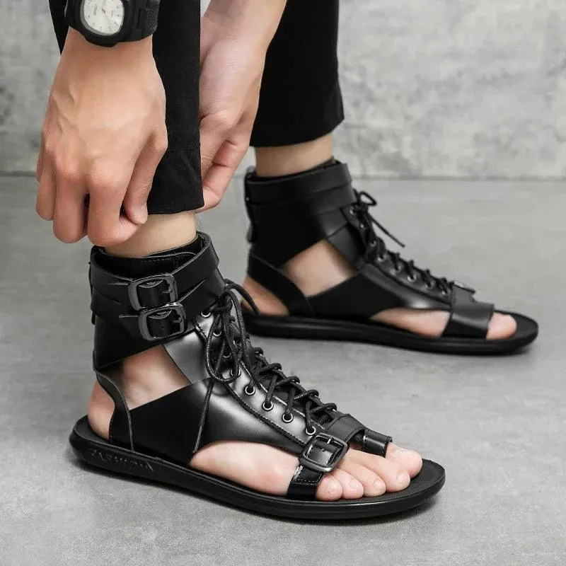 Men's Casual Shoes - High Top Roman Style Outdoor Sandals - TSS202