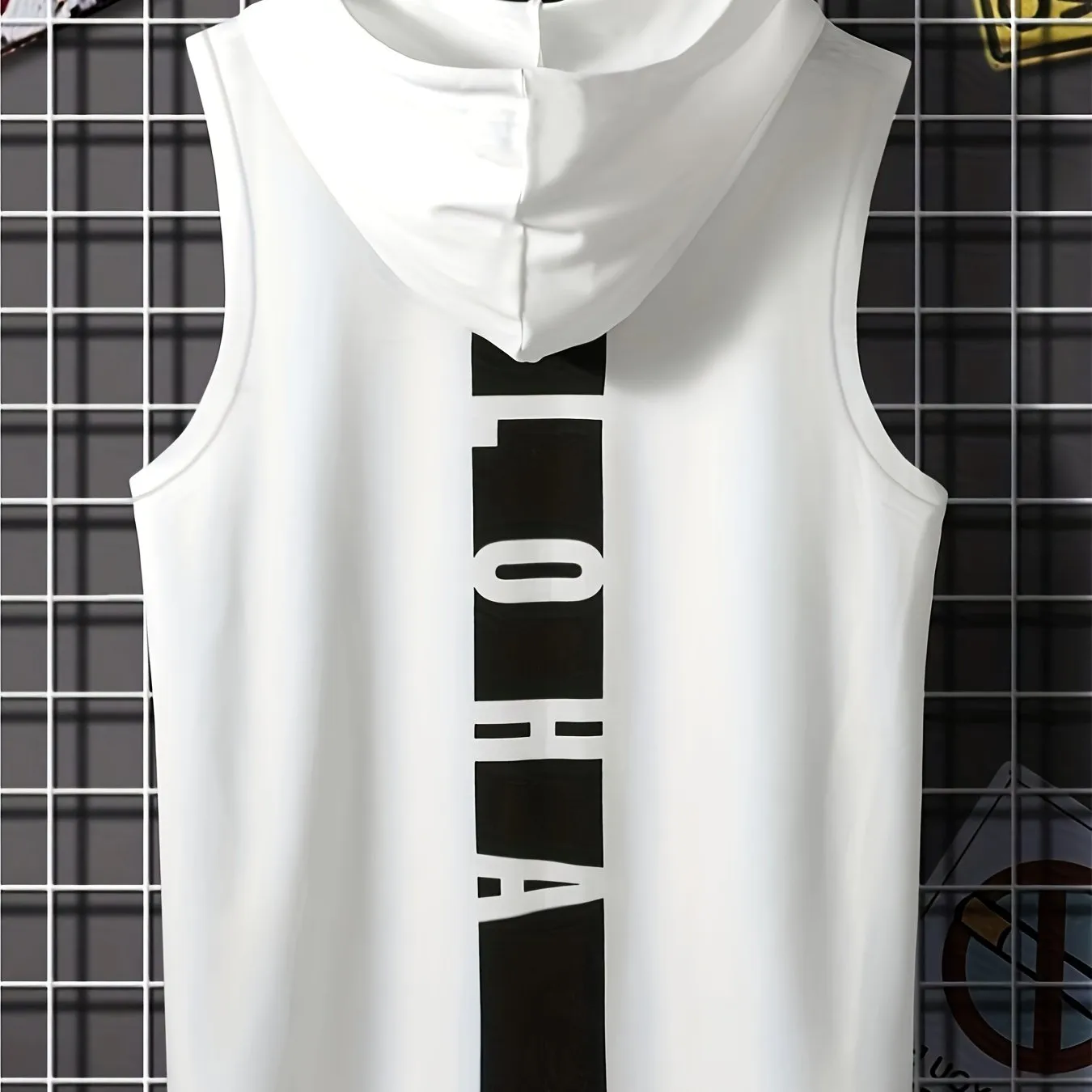 Men's Sleeveless Hooded Tank Top With Letter Print, Casual Sportswear, Gym Fitness Vest