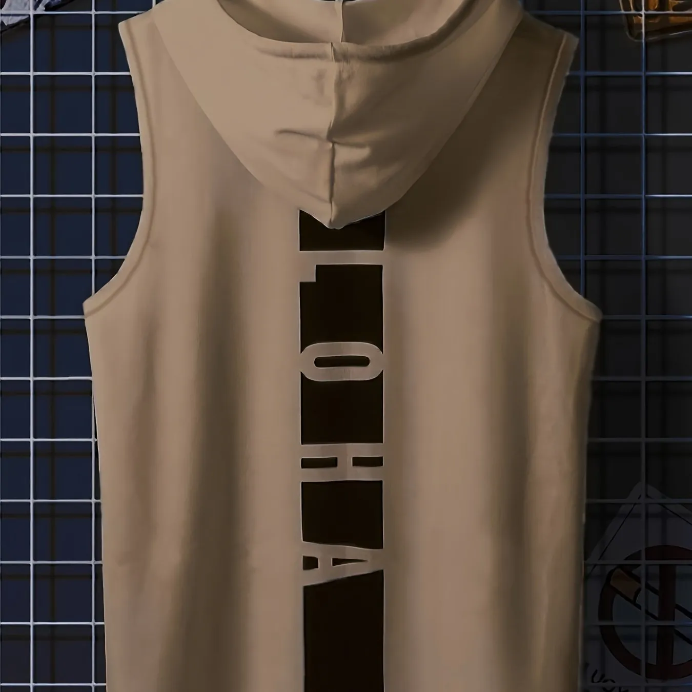 Men's Sleeveless Hooded Tank Top With Letter Print, Casual Sportswear, Gym Fitness Vest