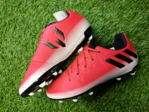 Messi 16.3 Adidas Junior moulded Football Boots lace up red and white