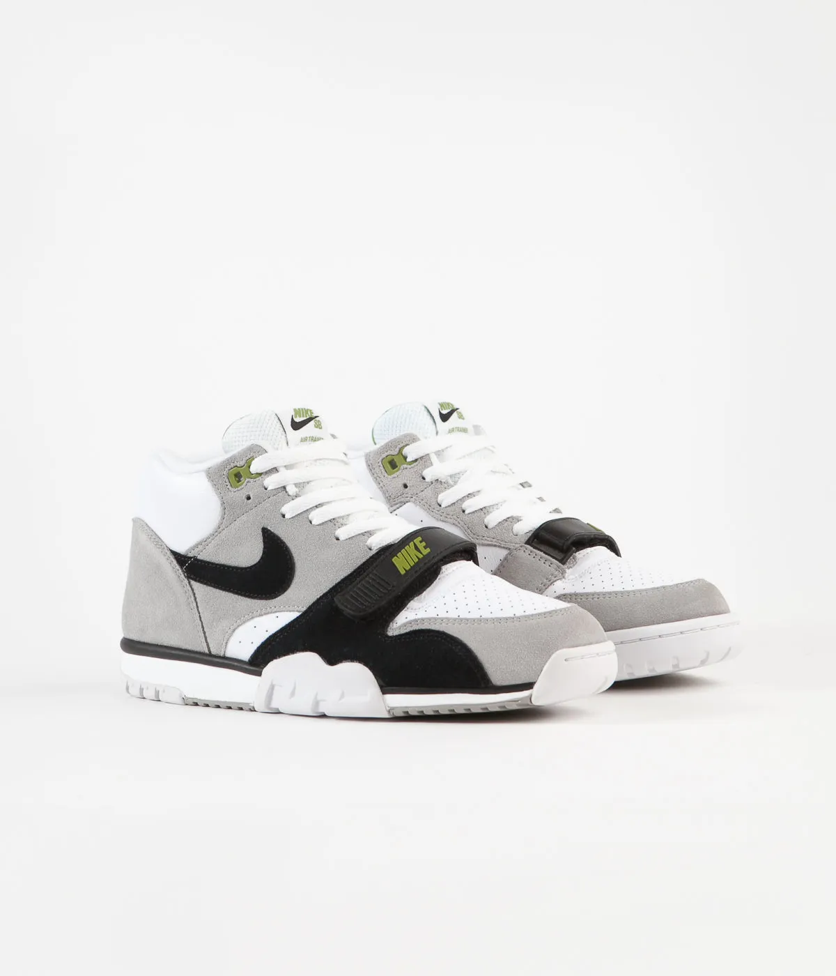 Nike SB Air Trainer I Orange Label Shoes - Medium Grey / Black - White - Chlorophyll