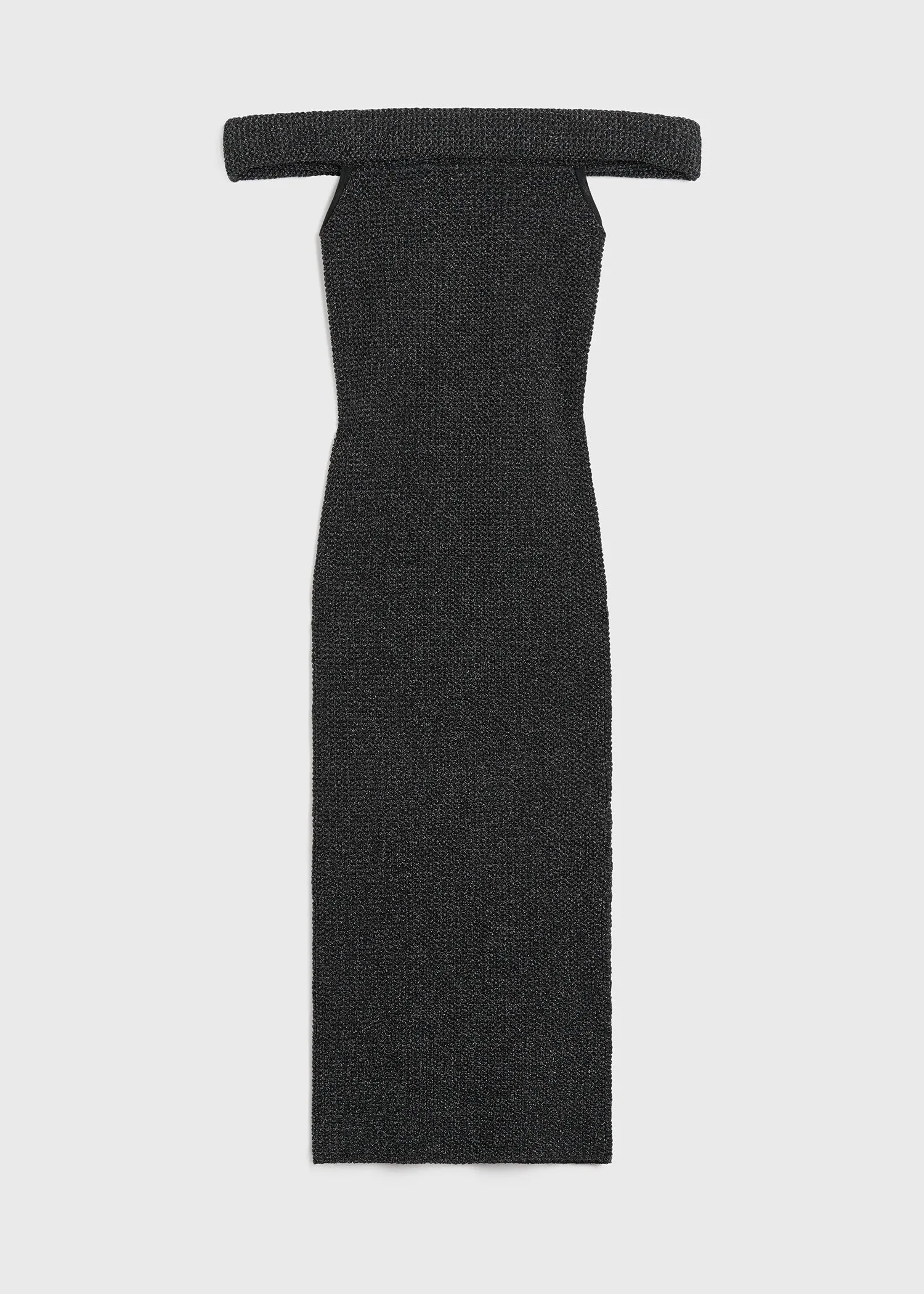 Off-shoulder roll knit dress black