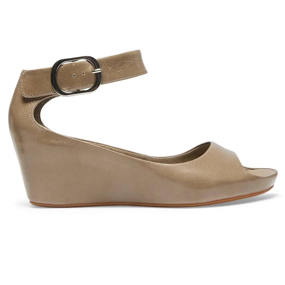 Pippa Wedge in Taupe Leather