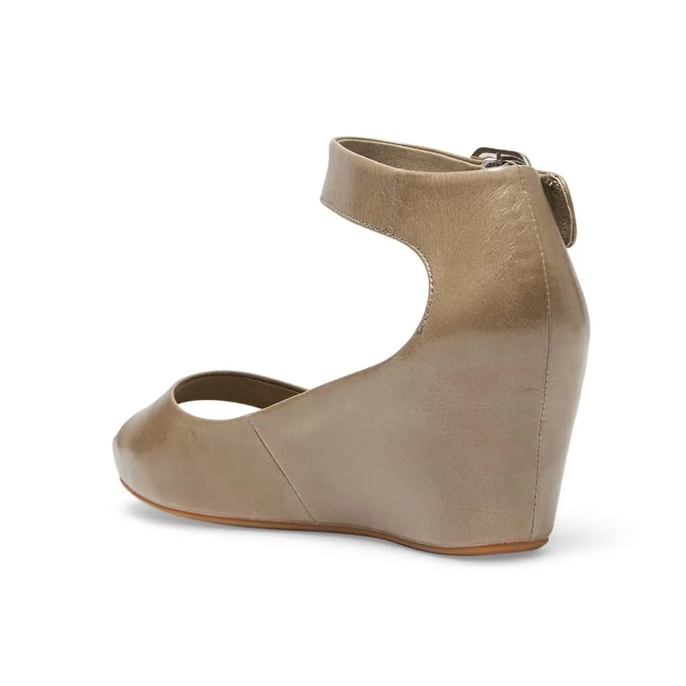 Pippa Wedge in Taupe Leather