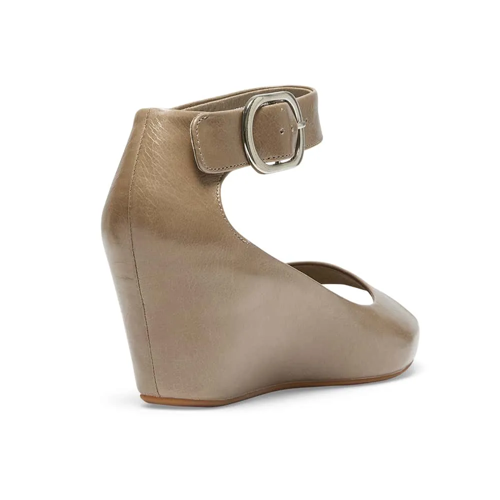 Pippa Wedge in Taupe Leather