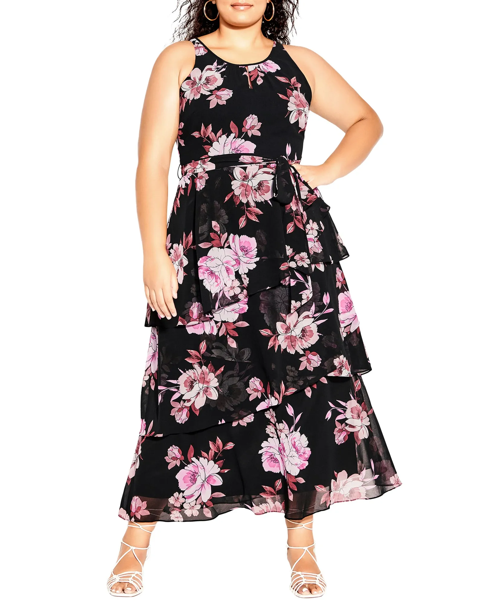 Rosa Floral Party Maxi Dress | Black / Azure Blue