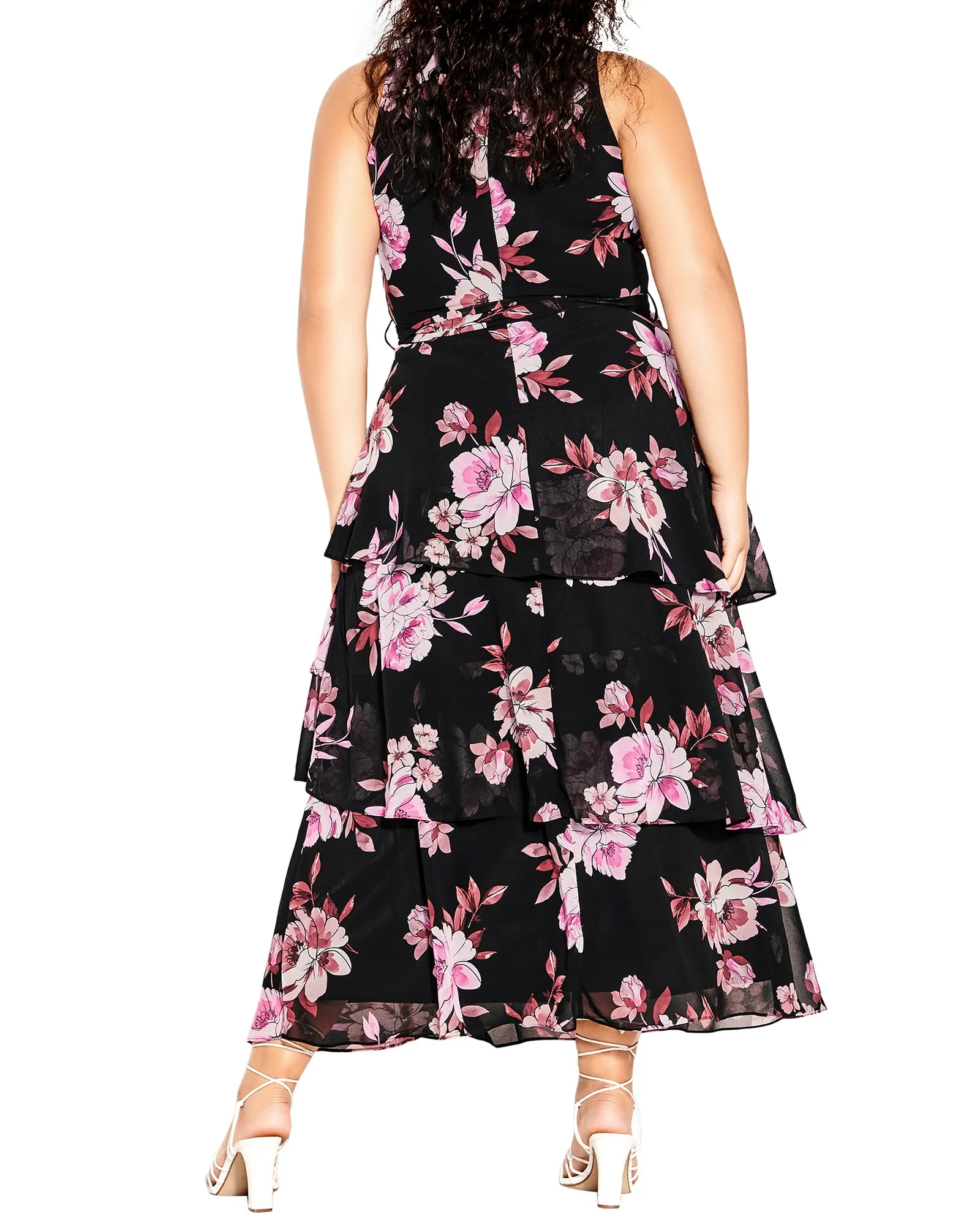 Rosa Floral Party Maxi Dress | Black / Azure Blue