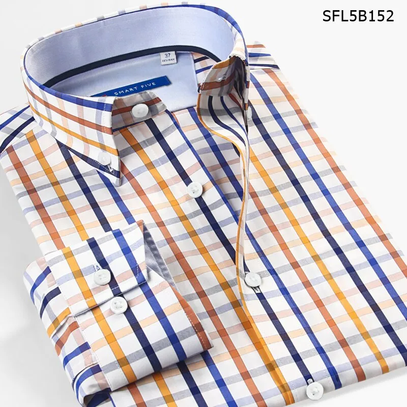 Shirt Men's Autumn Thin Long Sleeve Light Maturity Fashion Business Slim Light Luxury Color Plaid Shirt Men's Wear