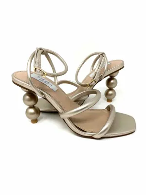 STEVEN by S.Madden Women's Silver Heeled Ankle Strap Girls Night Out Sandals