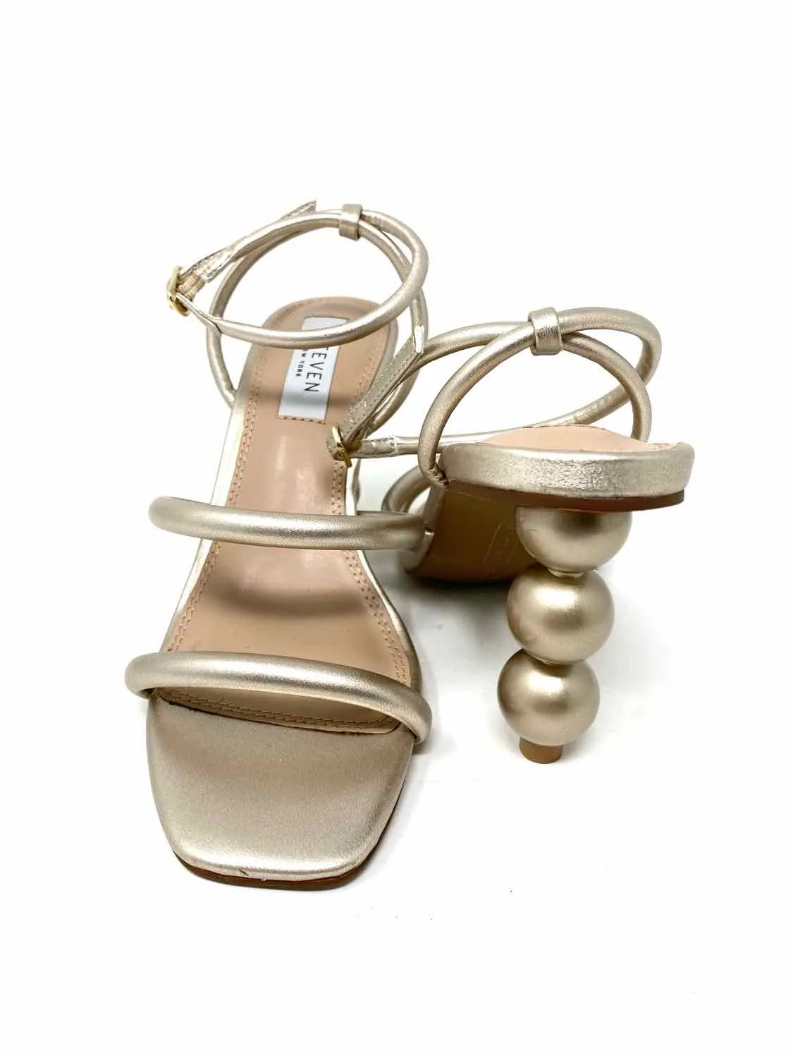 STEVEN by S.Madden Women's Silver Heeled Ankle Strap Girls Night Out Sandals