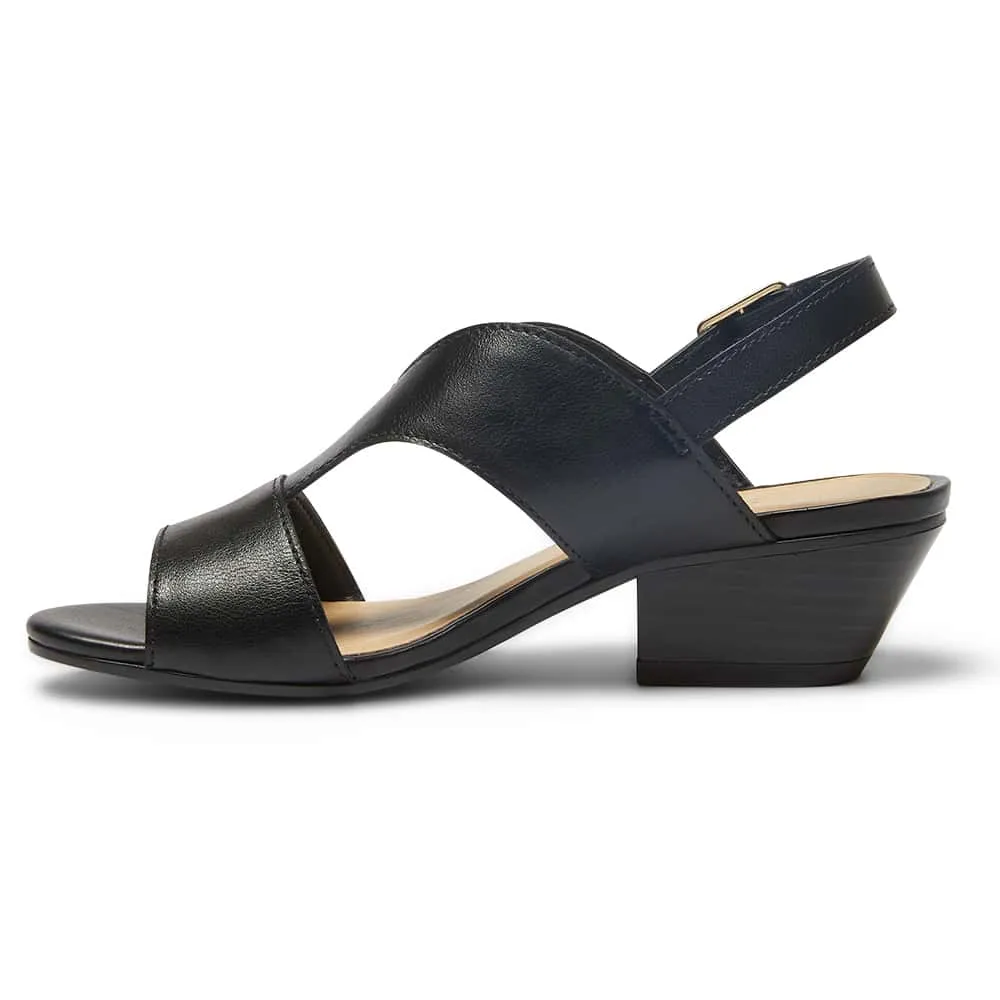 Valetta Heel in Black Leather