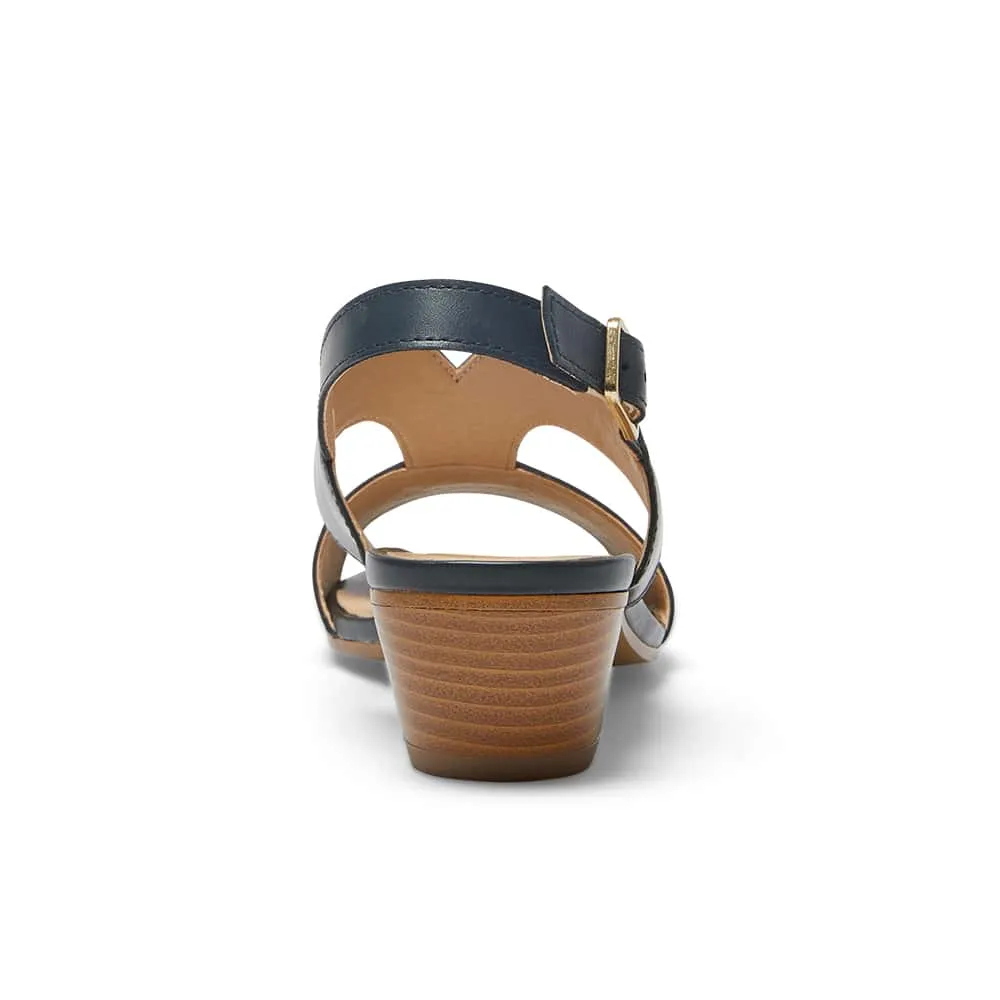 Valetta Heel in Navy Leather